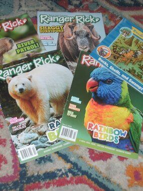LOT of 4 Ranger Rick Magazines & BOOK Reading with Ricky Ducks Shells & Swamps